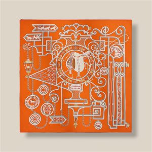 Scarf 70 L'Enseigne du Sellier - Orange Cuit / Gris Acier / Blanc