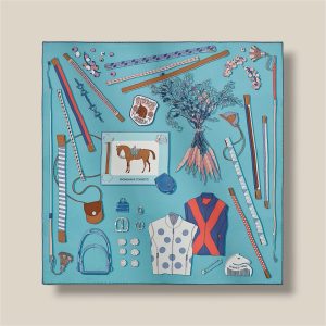 Scarf 70 Promenade Coquette - Bleu Jean / Alezan / Rose