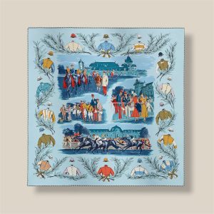 Scarf 70 Champ de Courses a Chantilly - Bleu Ciel / Brique / Bronze