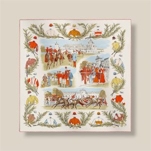 Scarf 70 Champ de Courses a Chantilly - Blanc / Orange / Bleu Ciel