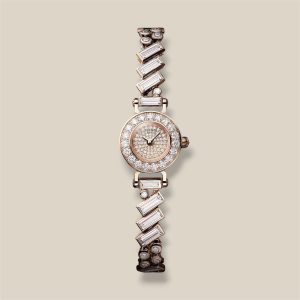 Faubourg Polka Watch, Mini Model, 15 mm - Rose gold 750/1000, 20 Diamonds , 71 Diamonds / Diamond Set Rose Gold Dial, 68 Diamonds