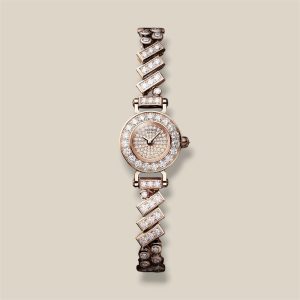 Faubourg Polka Watch, Mini Model, 15 mm - Rose Gold 750/1000, 20 Diamonds, 107 Diamonds / Diamond Set Rose Gold Dial, 68 Diamonds