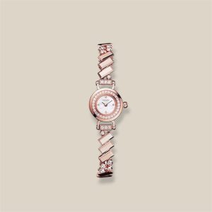 Faubourg Polka Watch, Mini Model, 15 mm - Rose Gold 750/1000, 28 Diamonds, 20 Diamonds / White Mother-Of-Pearl Dial, 4 Diamond Chatons