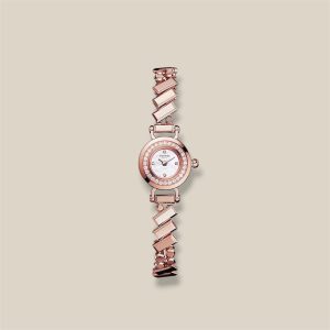 Faubourg Polka Watch, Mini Model, 15 mm - Rose Gold 750/1000, 28 Diamonds / White Mother Of Pearl Dial, 4 Diamond Chatons