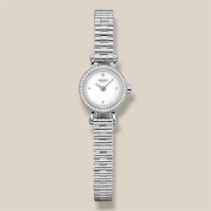Faubourg Watch, Mini Model, 15 mm - White gold 750/1000, 44 Diamonds / White Lacquered Dial, 1 Diamond