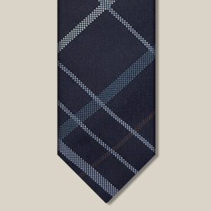 Tartan Place Tie - Marine / Bleu / Gris