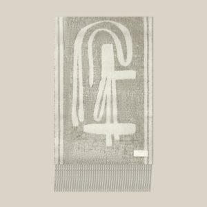 Petite Casaque Lettres Equestres Scarf - Gris Clair Chiné / Ivoire