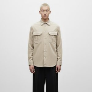 Straight Cut Shirt With Gusset Pocket - Craie, 37