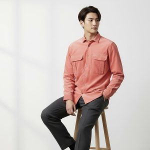 Straight Cut Shirt With Gusset Pocket - Sunset, 37
