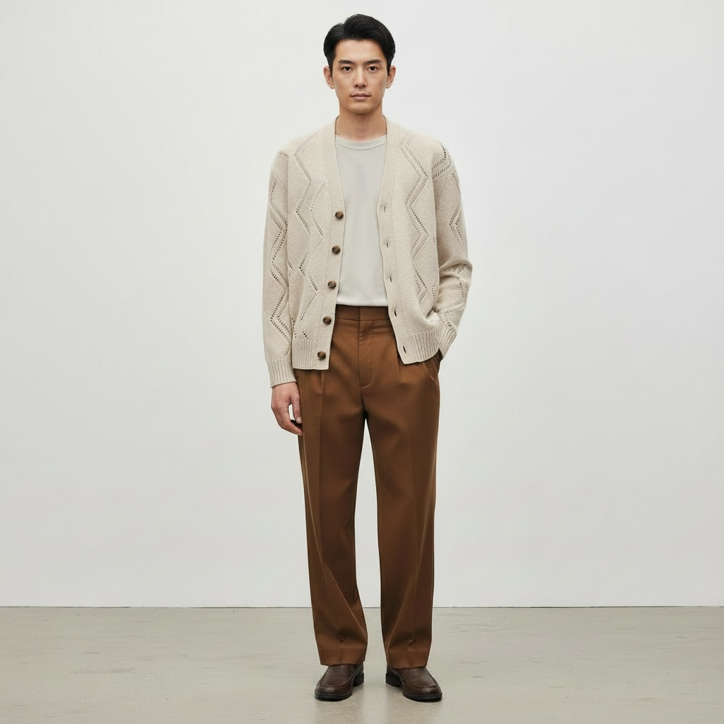 "Jour et Ajours" Buttoned Cardigan