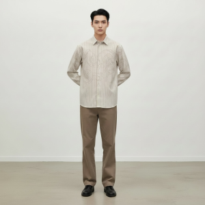 "Eperon d'Or 3D Ray" Straight Cut Shirt - Craie, 38