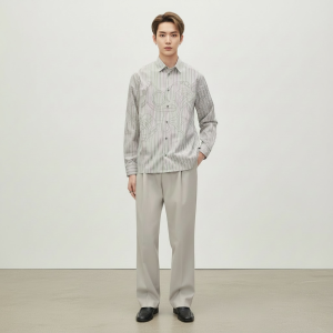"Eperon d'Or 3D Ray" Straight Cut Shirt - Gris, 38